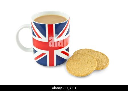 Du thé et des biscuits anglais union jack mug Banque D'Images