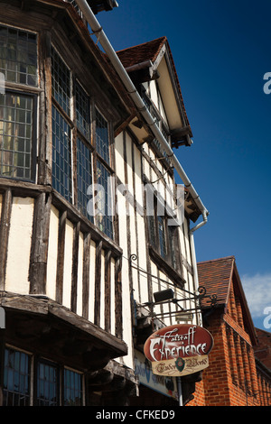 Le Warwickshire, Stratford sur Avon, Sheep Street, Falstaff attraction mondiale Tudor Expérience Banque D'Images