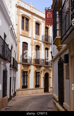 Calle ténor, une rue historique étroite typique à Ronda, Andalousie, Espagne Banque D'Images