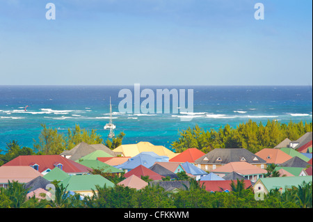 Orient Bay avec kite surfeurs sur Saint Martin ou de Saint Martin Banque D'Images