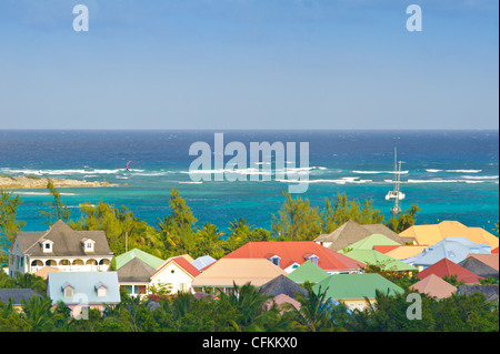 Orient Bay avec kite surfeurs sur Saint Martin ou de Saint Martin Banque D'Images