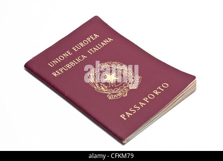 IIalian passeport république sur fond blanc Banque D'Images