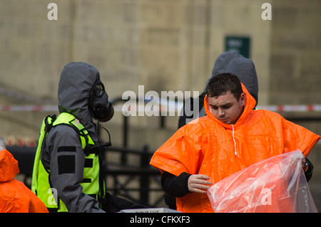 Exercice d'entraînement en cas de catastrophe dans le centre-ville de Leeds Banque D'Images