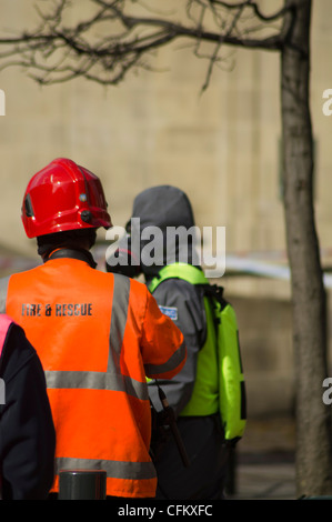 Exercice d'entraînement en cas de catastrophe dans le centre-ville de Leeds Banque D'Images