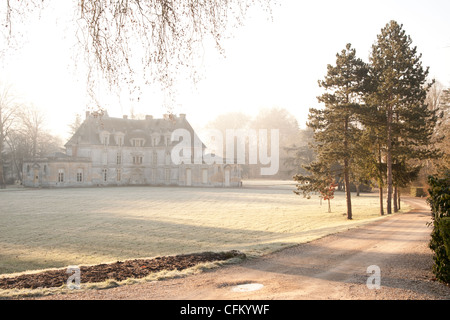 Très beau château d'Acquigny en hiver matin, Normandie Banque D'Images