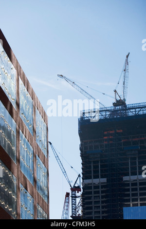 Usa, l'État de New York, New York City, low angle view of construction site Banque D'Images
