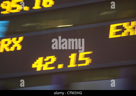 Usa, New York State, New York, Times Square, Stock Quotron, close-up of Ticker Tape Machine Banque D'Images