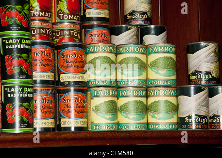 Conserves et produits d'une époque révolue, style ancien grand magasin d'alimentation et store à partir de début des années 30. Banque D'Images