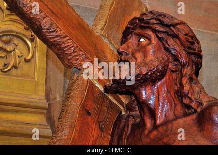 Le Portugal, l'Alentejo : Jésus Christ par l'Aleijadinho Sculpture brésilienne dans la paroisse Notre Dame de l'église médiévale de Lagoa en Monsaraz Banque D'Images