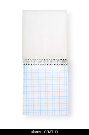 Blank notepad isolé sur un fond blanc. Clipping Path Banque D'Images