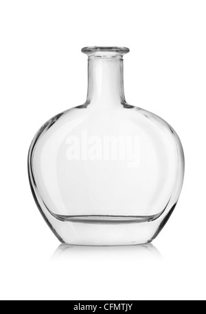 Bouteille de cognac vide isolé sur un fond blanc. Clipping path Banque D'Images