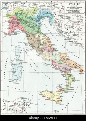 Carte de l'Italie, l'époque de l'empereur Auguste. Banque D'Images