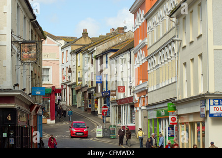 High Street et volet marché bâtiments boutique à Falmouth, Cornwall, UK. Banque D'Images