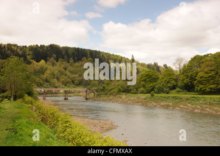 Le vieux pont sur la rivière Wye à Tintern. Banque D'Images