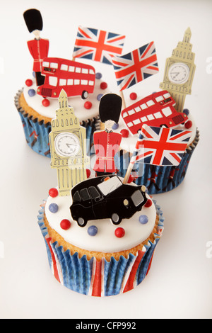 Célébration BRITANNIQUE LONDRES CUPCAKES Banque D'Images