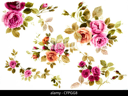 Illustration couleur des fleurs en aquarelles Banque D'Images