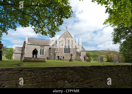 Le village de Tyneham dans le Dorset a été abandonnée au cours de la seconde guerre mondiale. L'église et cimetière Banque D'Images