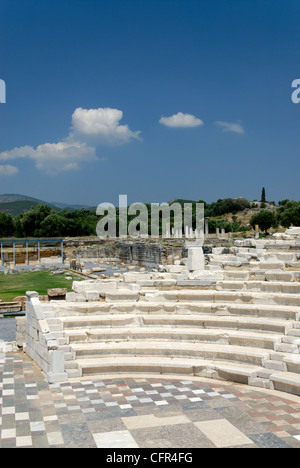 Ancienne Messène. Péloponnèse. La Grèce. Vue de l'élégant petit théâtre ou Odeion aussi connu sous l'ekklesiasterion (Assemblée Générale Banque D'Images