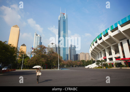 CITIC Plaza et stade Tianhe, Tianhe, Guangzhou, Guangdong Province, China, Asia Banque D'Images