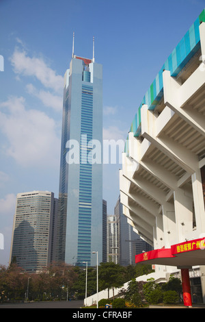 CITIC Plaza et stade Tianhe, Tianhe, Guangzhou, Guangdong Province, China, Asia Banque D'Images