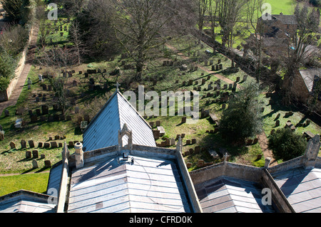 Vue depuis la tour de l'église de la Vierge Marie, Bloxham, Oxfordshire, England, UK Banque D'Images