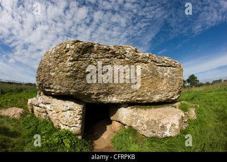 Chambre funéraire néolithique à Lligwy, près de Llangefni, Anglesey, au nord du Pays de Galles Banque D'Images