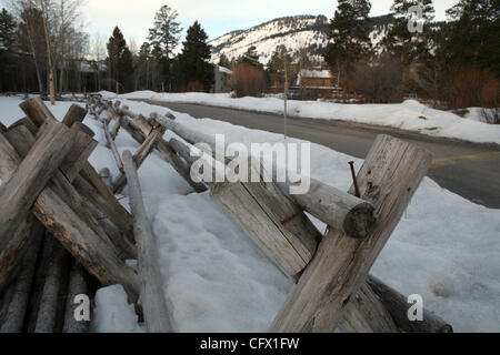 Mar 18, 2007 - Jackson Hole, Wyoming, USA - clôture en bois le long de la route de Jackson Hole. (Crédit Image : © Marianna Massey Jour/ZUMA Press) Banque D'Images