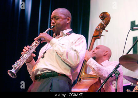 Le Branford Marsalis (saxophone et clarinette) à l'hôtel de ville au cours de JVC Jazz Festival 2007 (24e année) le 20 juin 2007. L'exécution avec lui ; Jeff 'Tain' Watts à la batterie Joey Calderazzo piano Eric revis à la basse Banque D'Images