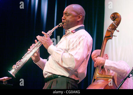 Le Branford Marsalis (saxophone et clarinette) à l'hôtel de ville au cours de JVC Jazz Festival 2007 (24e année) le 20 juin 2007. L'exécution avec lui ; Jeff 'Tain' Watts à la batterie Joey Calderazzo piano Eric revis à la basse Banque D'Images