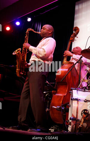 Le Branford Marsalis (saxophone et clarinette) à l'hôtel de ville au cours de JVC Jazz Festival 2007 (24e année) le 20 juin 2007. L'exécution avec lui ; Jeff 'Tain' Watts à la batterie Joey Calderazzo piano Eric revis à la basse Banque D'Images