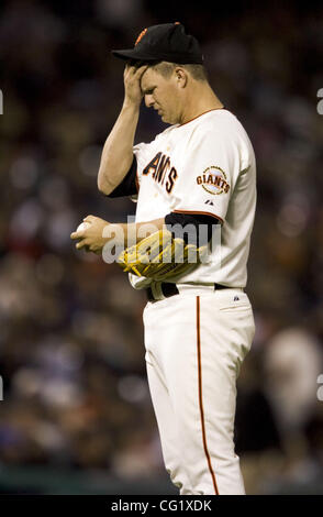 SAN FRANCISCO, CA - le 8 mai : le lanceur des Giants de San Francisco Matt Cain vers la fin du match contre les Mets de New York à ATT Park à San Francisco, en Californie, le mardi 8 mai 2007, Sacramento Bee / Photo Paul Kitagaki Jr. Banque D'Images