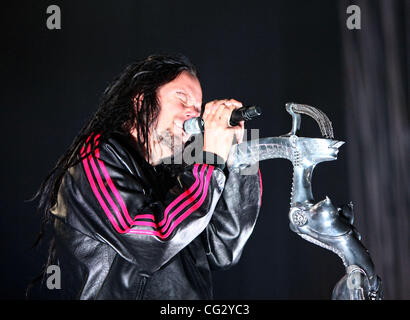 9 novembre 2011 - Miami Beach, Floride, États-Unis - Korn chanteur Jonathan Davis effectue sur scène au Fillmore à Miami Beach, Floride. (Crédit Image : © Luis Blanco/Southcreek/ZUMApress.com) Banque D'Images