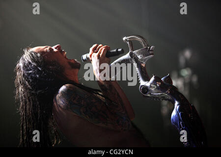 9 novembre 2011 - Miami Beach, Floride, États-Unis - Korn chanteur Jonathan Davis effectue sur scène au Fillmore à Miami Beach, Floride. (Crédit Image : © Luis Blanco/Southcreek/ZUMApress.com) Banque D'Images