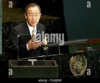 Ban Ki-moon, Secrétaire général de l'Organisation des Nations Unies 65ème session de l'Assemblée générale des Nations Unies, tenu au siège de l'ONU, New York, USA - 23.09.10 Banque D'Images