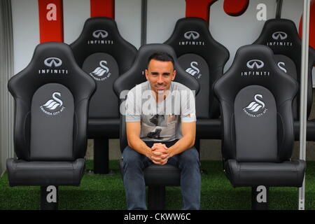 Sur la photo : Joueur de Leon Britton. Jeudi 23 août 2012 Re : Barclay's Premier League Swansea City FC conférence de presse au Liberty Stadium, dans le sud du Pays de Galles, Royaume-Uni. Banque D'Images