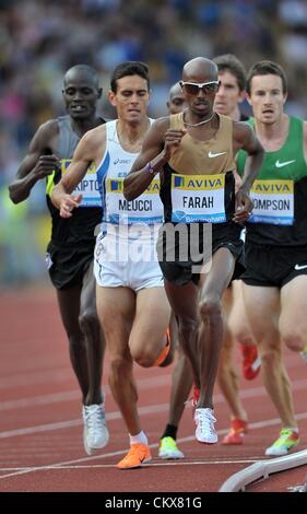 26 août 2012. Alexander Stadium, Birmungham Birmingham, UK, dimanche. 26/08/2012. Ligue de diamant d'athlétisme. Série d'Aviva. Mo Farah (GBR, Grande-Bretagne) mène dans le dernier tour. Banque D'Images