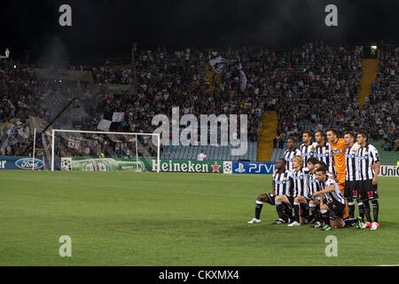 Udine, Italie. 28 août 2012. L'équipe de l'Udinese line-up du groupe, le 28 août 2012 - Football : Football / Ligue des Champions Play-off 2e match aller entre l'Udinese 1(4-5)1 Braga au Stadio Friuli à Udine, Italie. (Photo de Maurizio Borsari/AFLO) Banque D'Images