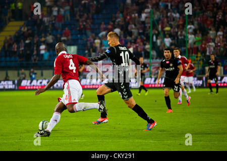 31 août 2012, Cracovie (pol. Cracovie, Pologne) - Troisième série d'Extraleague de football polonais. Wisla Cracovie v Polonia Warszawa match. Wisla est défait 1:3 par Polonia. Banque D'Images