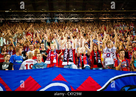 31 août 2012, Cracovie (pol. Cracovie, Pologne) - Troisième série d'Extraleague de football polonais. Wisla partisans pendant Wisla Cracovie v Polonia Warszawa match. Wisla est défait 1:3 par Polonia. Banque D'Images