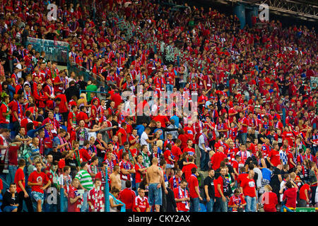 31 août 2012, Cracovie (pol. Cracovie, Pologne) - Troisième série d'Extraleague de football polonais. Wisla partisans pendant Wisla Cracovie v Polonia Warszawa match. Wisla est défait 1:3 par Polonia. Banque D'Images