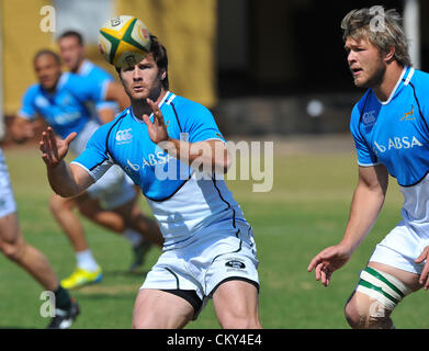 JOHANNESBURG, AFRIQUE DU SUD - 01 septembre, Craig Fardeau et Duane Vermeulen au cours de l'équipe nationale de rugby sud-africain et session sur le terrain à la conférence de presse Sur kes 01 septembre 2012 à Johannesburg, Afrique du Sud Photo De Duif du Toit / Images Gallo Banque D'Images