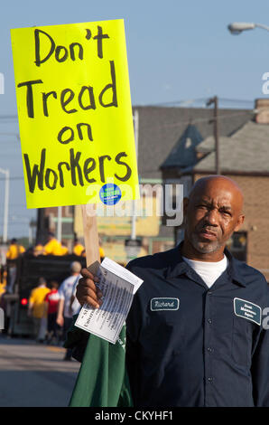 Detroit, Michigan - les membres de l'Union mars dans le défilé de la fête du Travail. Banque D'Images