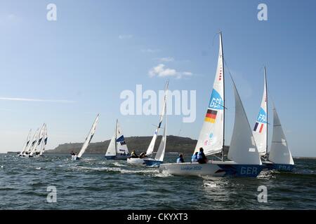 Jeux Paralympiques de Londres 2012 : course de voile classe Sonar le 05 septembre, 2012 Photo par : DORSET MEDIA SERVICE Banque D'Images