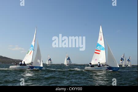 Jeux Paralympiques de Londres 2012 : course de voile classe Sonar le 05 septembre, 2012 Photo par : DORSET MEDIA SERVICE Banque D'Images