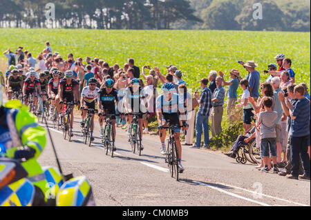 Hensted, UK. 9 Septembre 2012 La première étape du Tour de Grande-Bretagne d'Ipswich à la Norfolk Showground lorsqu'il passe par Henstead , Suffolk , Angleterre , Royaume-Uni Banque D'Images