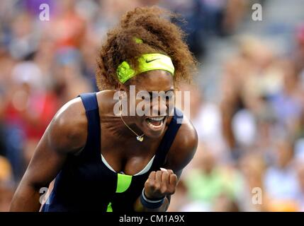 09.09.2012. Le rinçage, NYC, USA. Serena Williams, de l'célèbre un moment donné pendant qu'elle finale femmes Banque D'Images