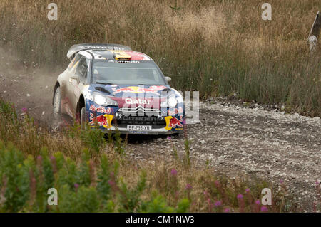 14 septembre 2012 - Pont de diables - Pays de Galles : WRC Wales Rally GB SS6 stade Myherin : Thierry Neuville et Nicolas Gilsoul de Belgique à leur Citroën DS3 WRC. Banque D'Images