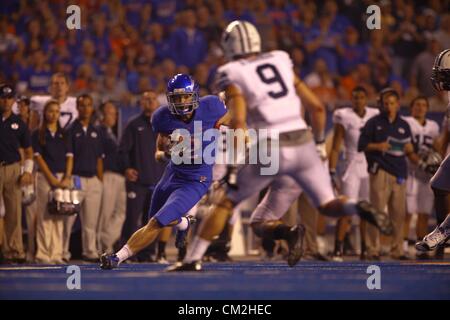 20 septembre 2012 - Boise, Idaho, États-Unis - Boise State wide receiver, Matt Miller (2) une note au cours de premier semestre l'action. Le jeu a été attaché 0-0 après la première moitié. (Crédit Image : © Brewster/ZUMAPRESS.com) Stanley Banque D'Images