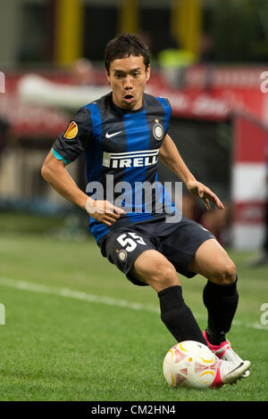 Yuto Nagatomo (Inter), 20 septembre 2012 - Football : l'UEFA Europa League Groupe H match entre l'Inter Milan 2-2 Rubin Kazan au stade Giuseppe Meazza à Milan, Italie. (Photo par Enrico Calderoni/AFLO SPORT) [0391] Banque D'Images