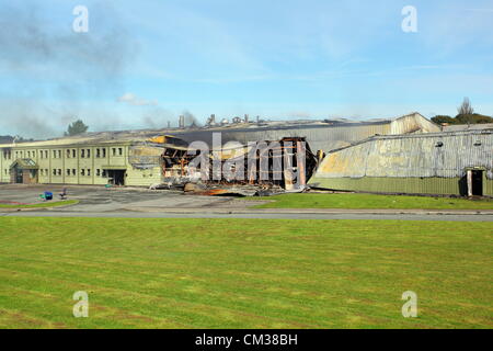 22 Septembre 2012 Les chips réel appartenant à l'usine d'aliments à Crumlin, Lincolnshire, South Wales, UK. Un homme d'Abertillery a comparu devant les magistrats accusés d'incendie criminel. Banque D'Images